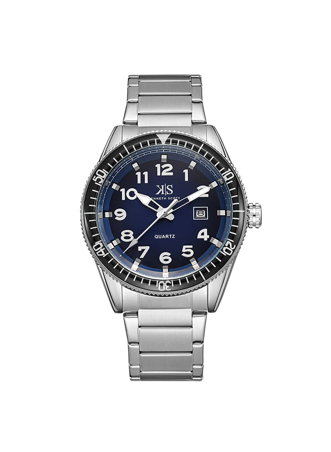 Kenneth Scott Men's Analog Dark Blue Dial Watch - K23028-SBSN