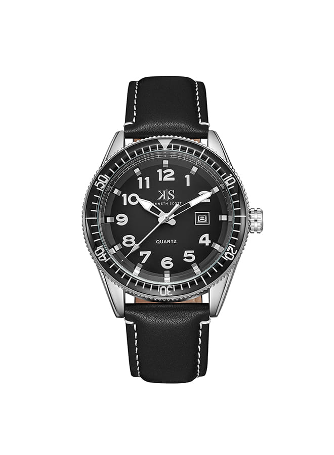 Kenneth Scott Men's Analog Black Dial Watch - K23028-SLBB