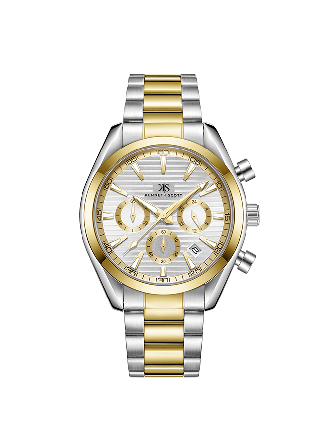 Kenneth Scott Men's Chrono & Multi Function White Dial Watch - K23150-TBTW