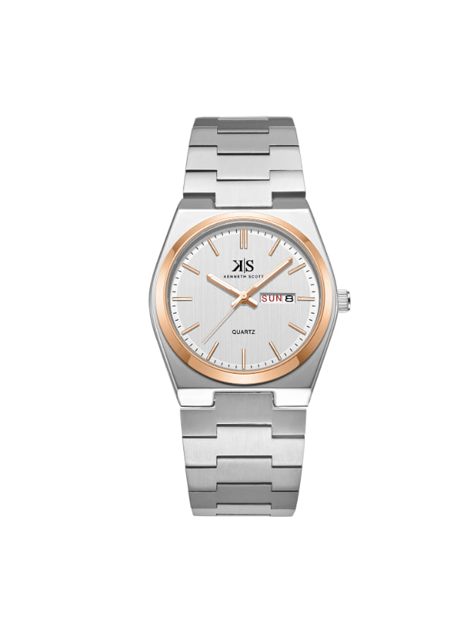 Kenneth Scott Men's Analog White Dial Watch - K24011-KBSW