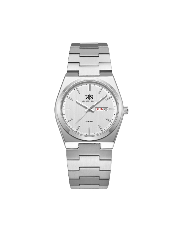 Kenneth Scott Men's Analog White Dial Watch - K24011-SBSW