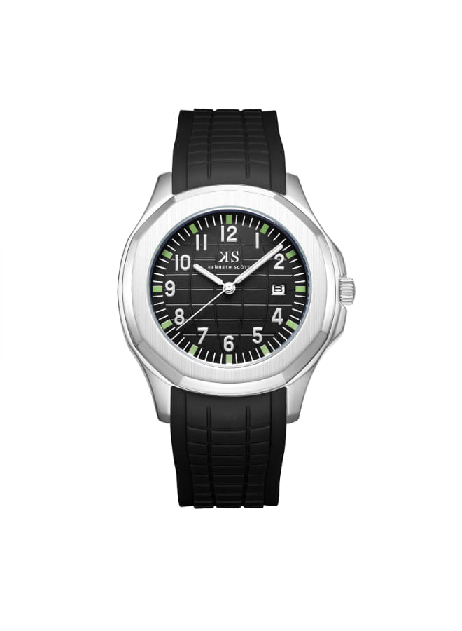 Kenneth Scott Men's Analog Black Dial Watch - K24014-SSBB