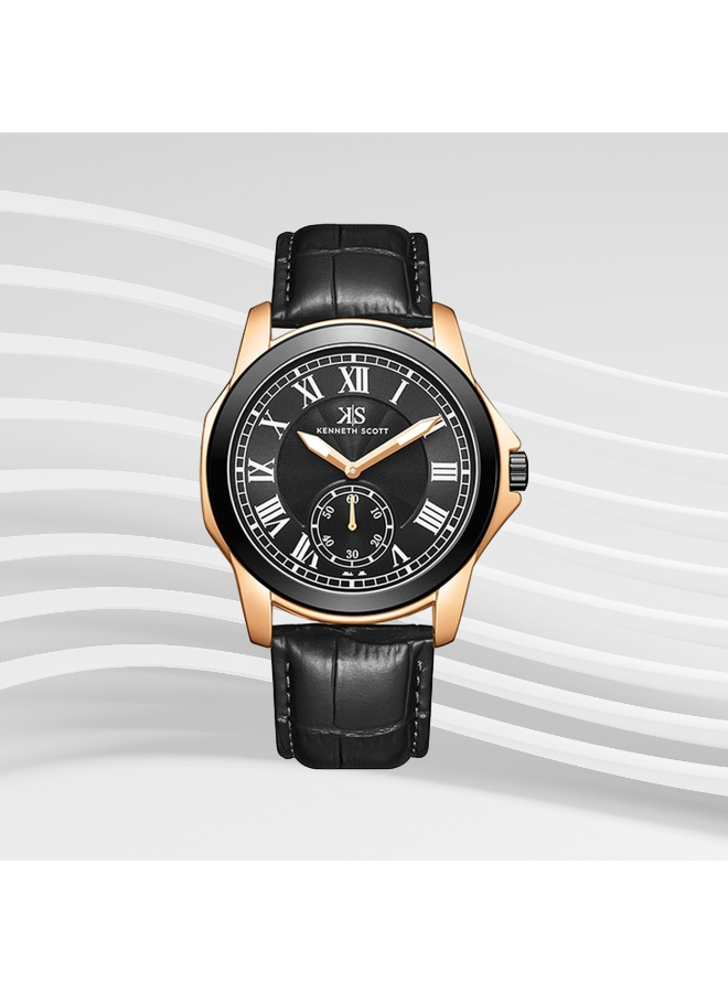 Kenneth Scott Men's Analog Black Dial Watch - K24018-KLBB