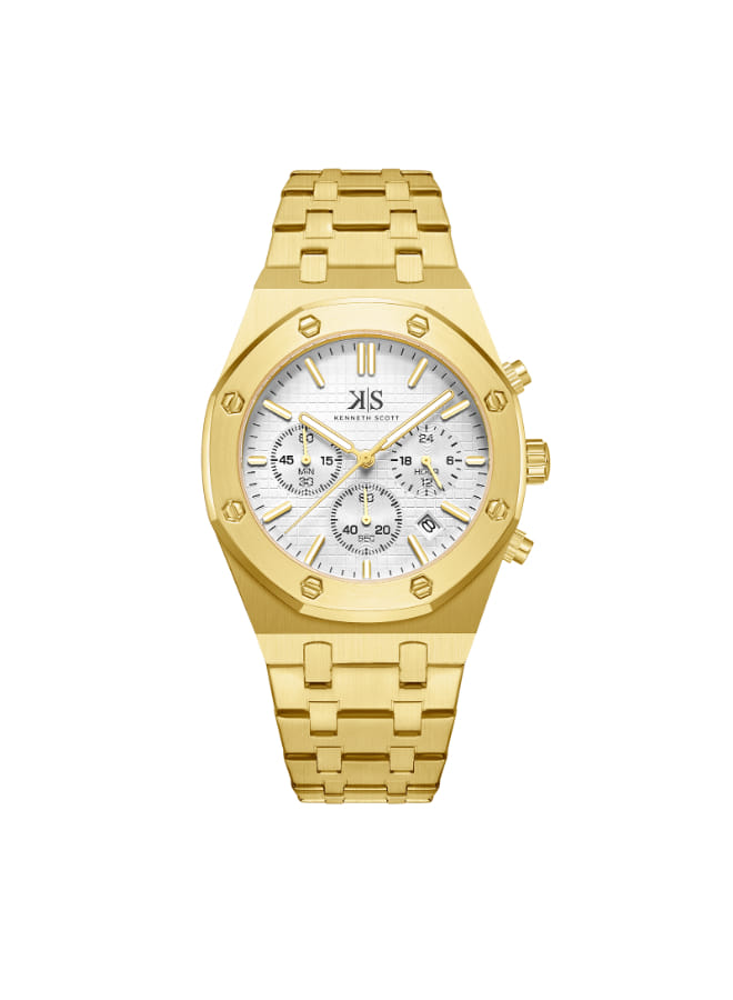 Kenneth Scott Men's Multi Function White Dial Watch - K24112-GBGW