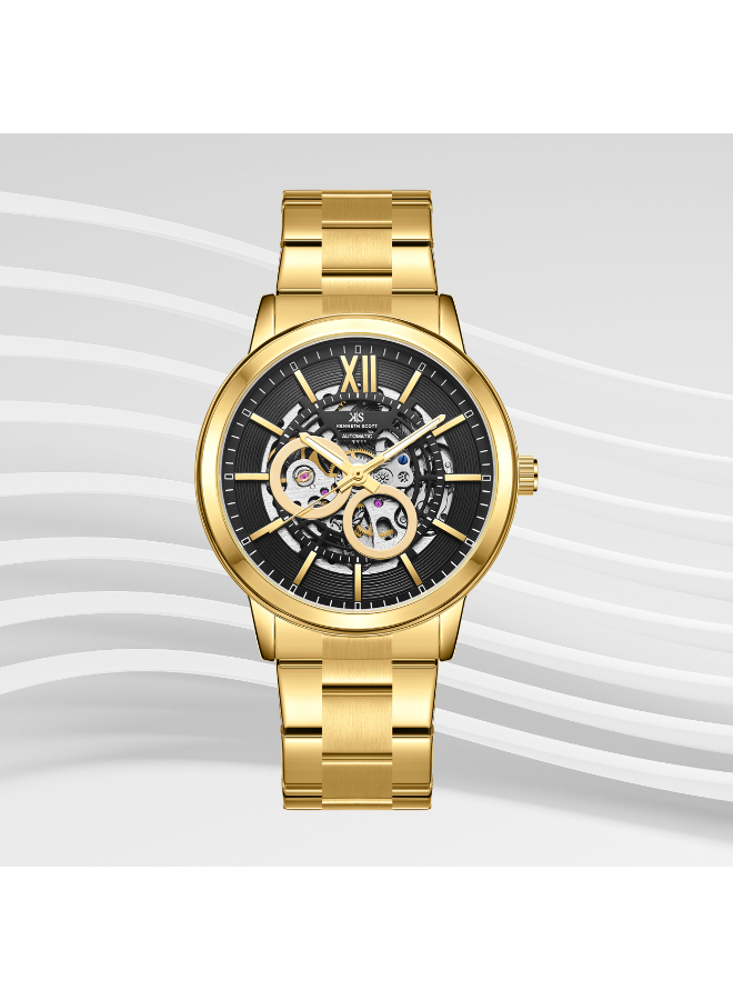 Kenneth Scott Men's Automatic  Black Dial Watch - K24324-GBGB