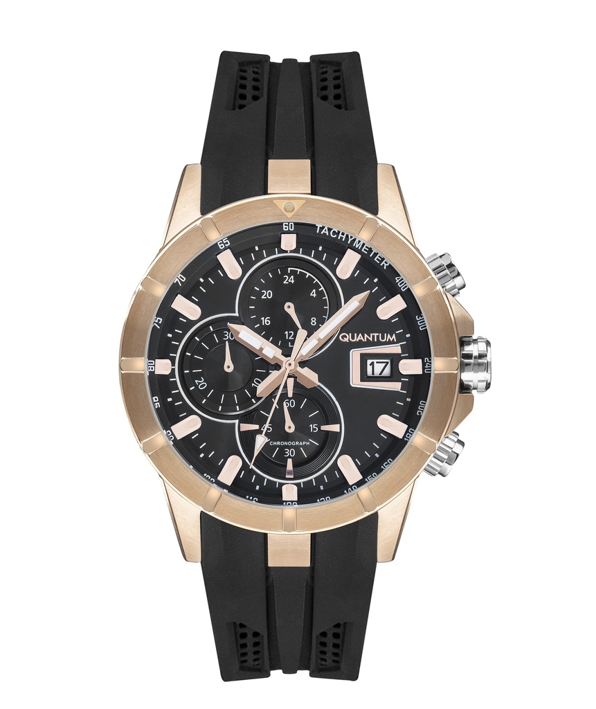 QUANTUM Men's Chronograph Black Dial Watch - HNG893.451
