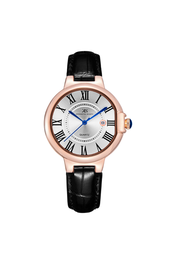 Kenneth Scott Women's Analog White Dial Watch - K23553-RLBW