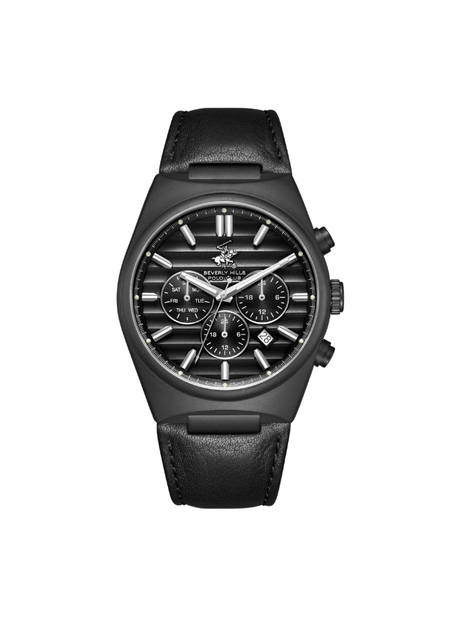 BHPC Gents  MULTIFUNCTION Fn IP BLACK Case BLACK LEATHER Band BLACK Dial