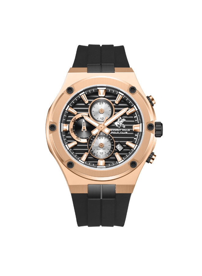 BHPC Gents  MULTIFUNCTION Fn IP R.G Case BLACK SILICON Band BLACK Dial