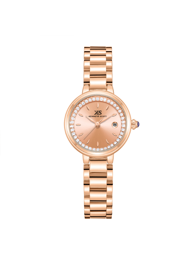 Kenneth Scott  Ladies Analog Rose Gold Case Rose Gold Metal Band Rose Gold Dial