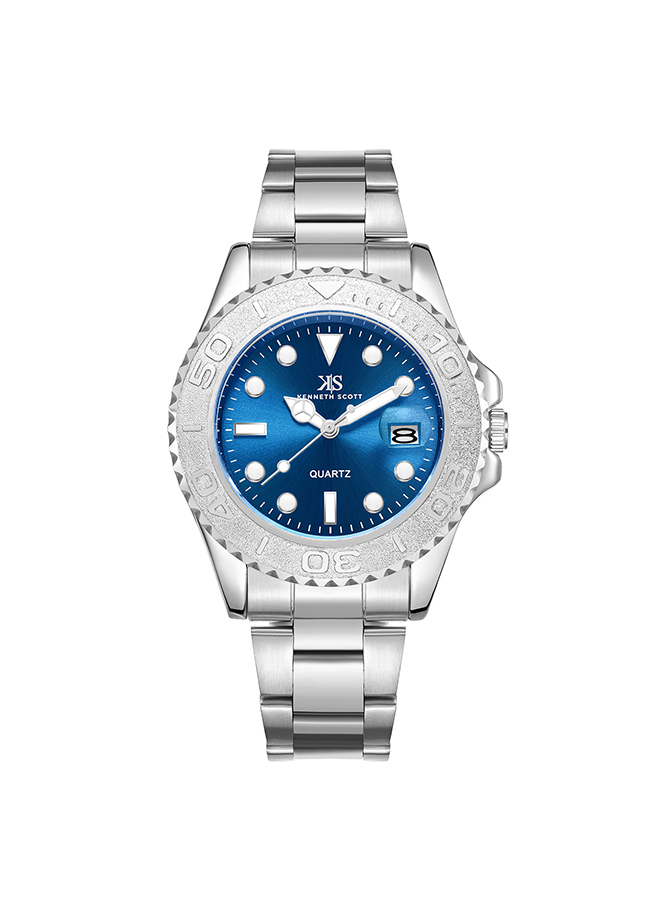 Kenneth Scott Men's Analog Blue Dial Watch - K23022-SBSL