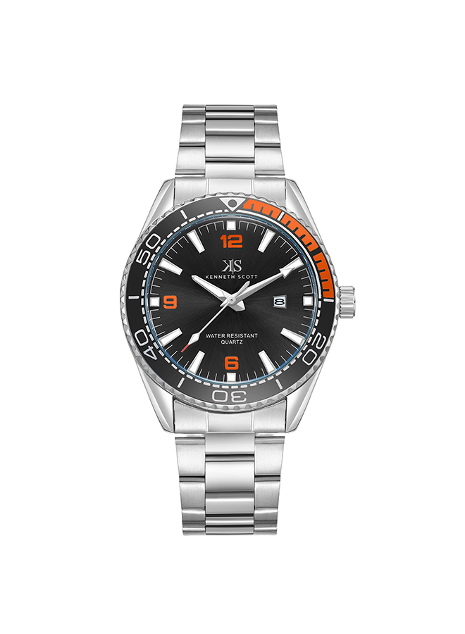 Kenneth Scott Men's Analog Black Dial Watch - K23024-SBSB
