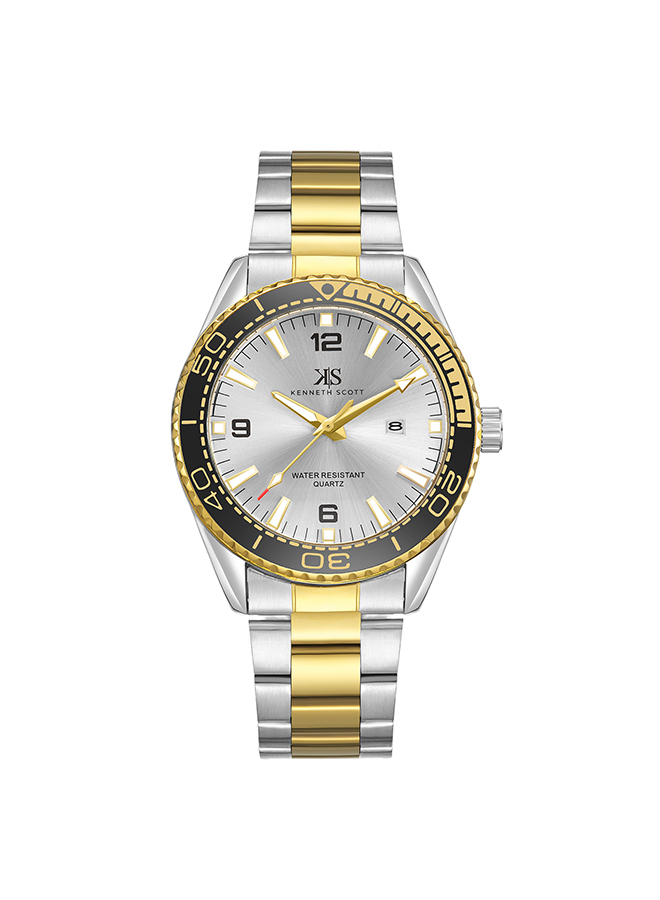 Kenneth Scott Men's Analog Silver Dial Watch - K23024-TBTSB