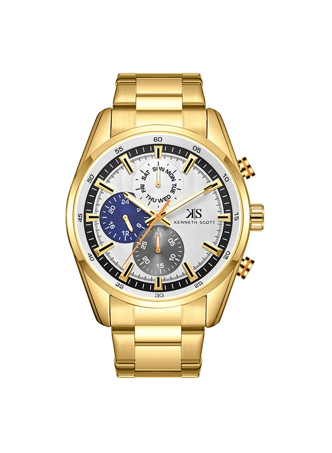 Kenneth Scott Men's Multi Function White Dial Watch - K24117-GBGW