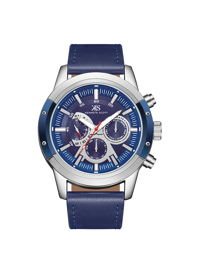 Kenneth Scott Men's Analog Blue Dial Watch - K24121-SLNN