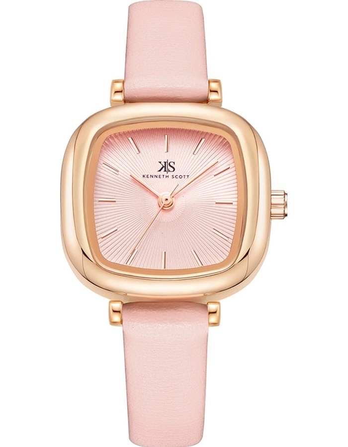 Kenneth Scott Ladies Analog TT RG/Silver Case Pink Leather strap Pink Dial