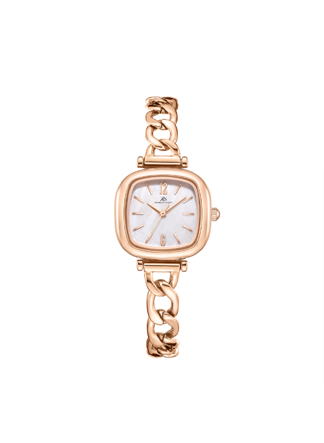 Kenneth Scott Women's Analog White Dial Watch - K23513-RBKW