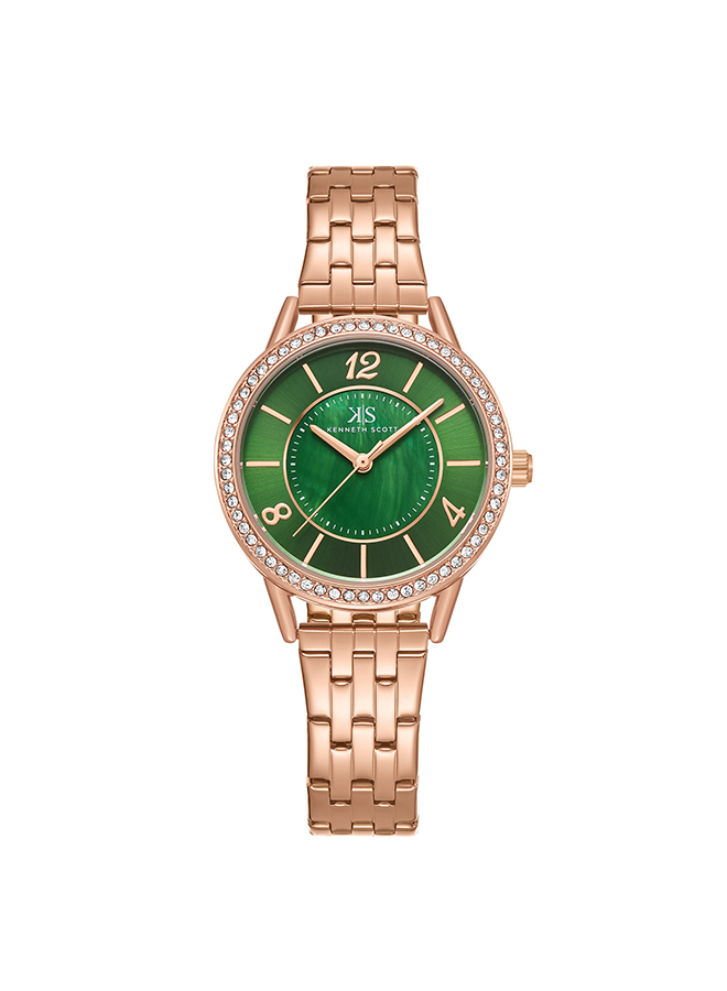 Kenneth Scott Women's Analog Green Dial Watch - K23537-RBKMG