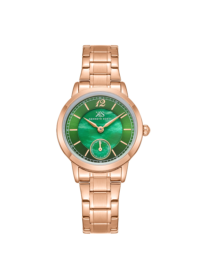 Kenneth Scott Women's Analog Green Dial Watch - K23538-RBKMG