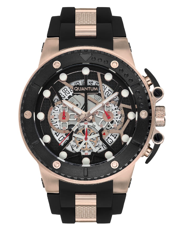 QUANTUM Men's Chronograph Black Dial Watch - HNG535.851
