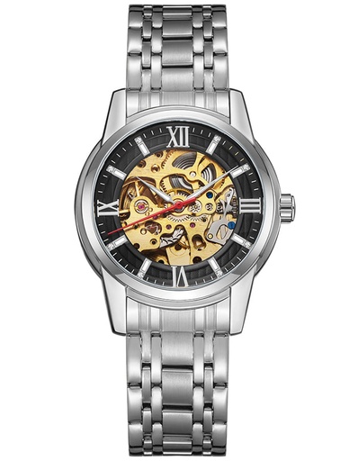 [K22311-SBSB] Kenneth Scott Men's Mechanical Black Dial Watch - K22311-SBSB