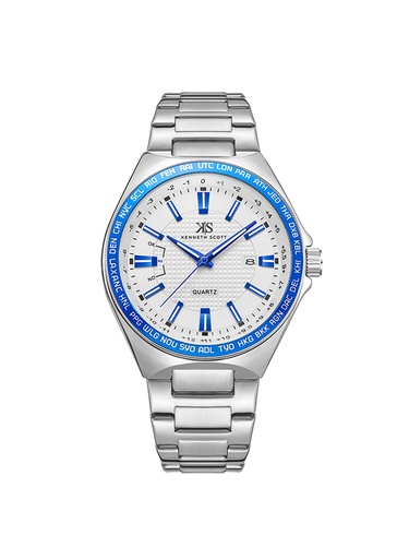 [K23027-SBSWL] Kenneth Scott Men's Analog White Dial Watch - K23027-SBSWL