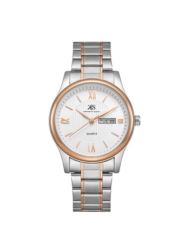 [K23029-KBKW] Kenneth Scott Men's Analog White Dial Watch - K23029-KBKW