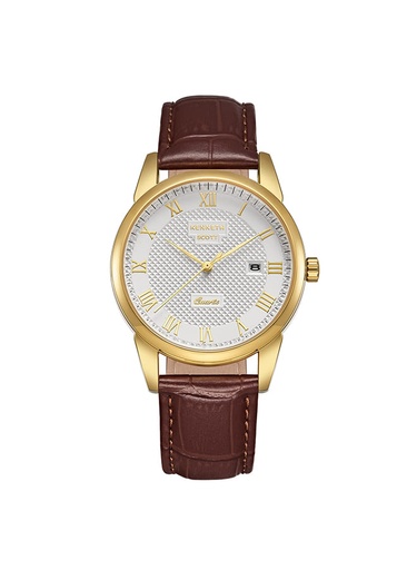 [K23030-GLDI] Kenneth Scott Men's Analog Beige Dial Watch - K23030-GLDI
