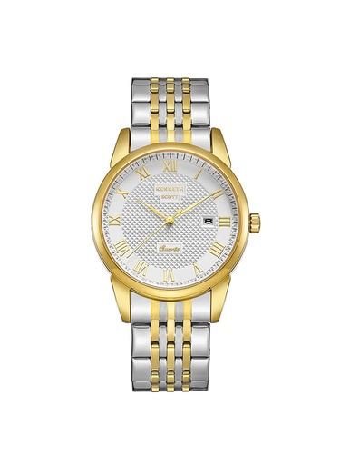 [K23030-TBTW] Kenneth Scott Men's Analog White Dial Watch - K23030-TBTW