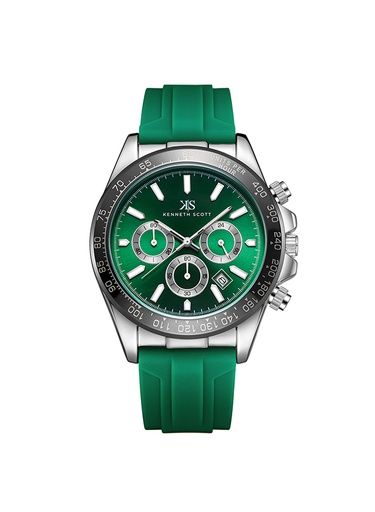 [K23149-SSHH] Kenneth Scott Men's Chrono & Multi Function Dark Green Dial Watch - K23149-SSHH