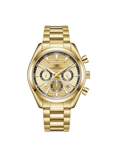 [K23150-GBGC] Kenneth Scott Men's Chrono & Multi Function Champagne Dial Watch - K23150-GBGC