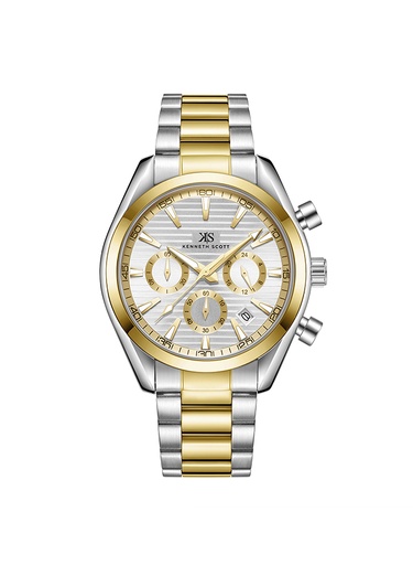 [K23150-TBTW] Kenneth Scott Men's Chrono & Multi Function White Dial Watch - K23150-TBTW
