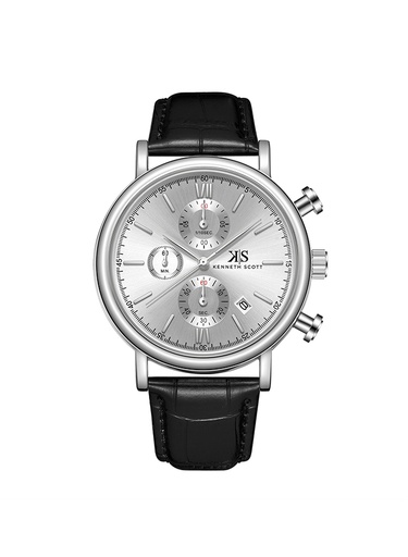 [K23151-SLBS] Kenneth Scott Men's Chrono & Multi Function Silver Dial Watch - K23151-SLBS