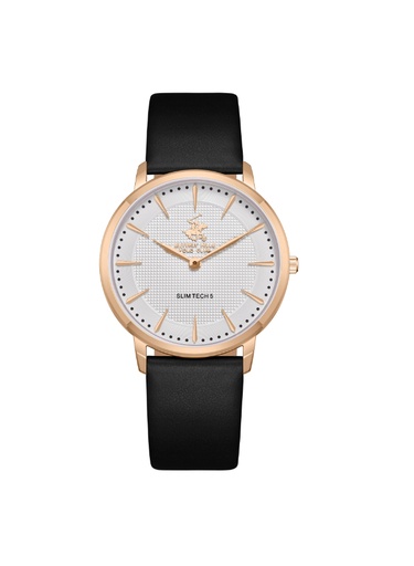[BP3722X.431] BHPC GENTS 2H Fn Rose Gold Case BLACK Leather Band Silver Dial