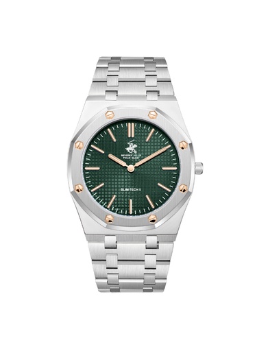 [BP3825X.370] BHPC Gents 2H Fn S.S Case S.S Metal Band GREEN 3435C Dial