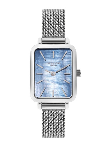 [LC07815.390] Lee Cooper  Ladies 2 Hands Fn Silver Case Silver Mesh Band Blue Mop Dial