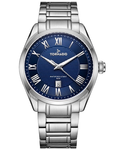 [T8007-SBSN] Tornado Men's Analog SS Case Silver Bracelet Navy Blue Dial