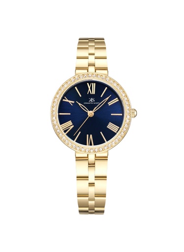 [K23502-GBGN] Kenneth Scott Ladies analog Gold Case Gold Metal Band Navy Blue Dial