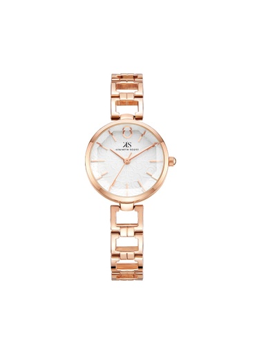 [K23514-RBKW] Kenneth Scott Ladies analog Rose Gold Case Rose Gold Metal Band White Dial