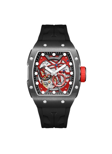 [T24302-XSBB] Tornado Gents Xenith Automatic Fn Gun metal Case Black Silicone Band Black Dial-T24302-XSBB