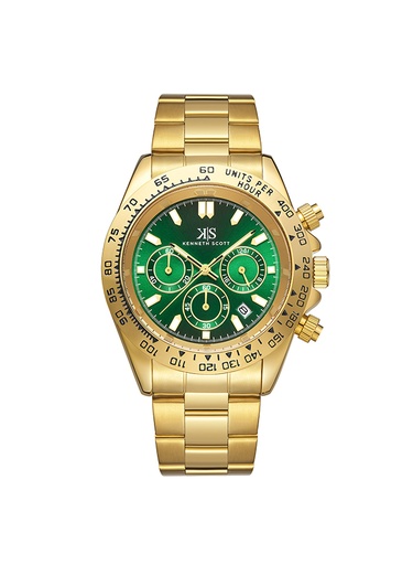 [K23123-GBGH] Kenneth Scott Men's Multi Function Green Dial Watch - K23123-GBGH