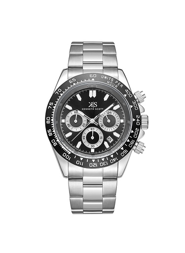 [K23123-SBSB] Kenneth Scott Men's Multi Function Black Dial Watch - K23123-SBSB