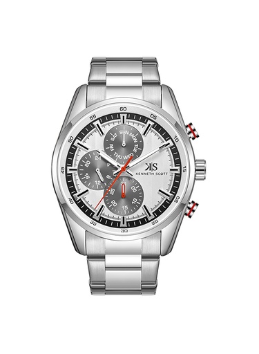 [K24117-SBSW] Kenneth Scott Men's Multi Function White Dial Watch - K24117-SBSW
