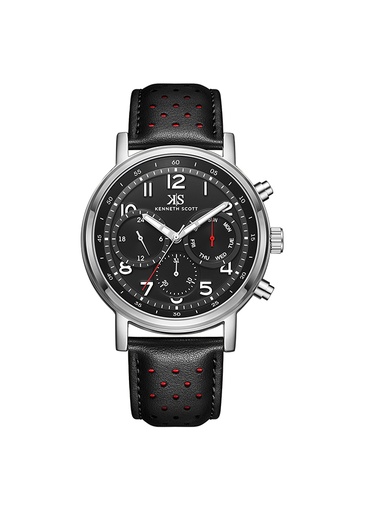 [K24119-SLBB] Kenneth Scott Men's Analog Black Dial Watch - K24119-SLBB