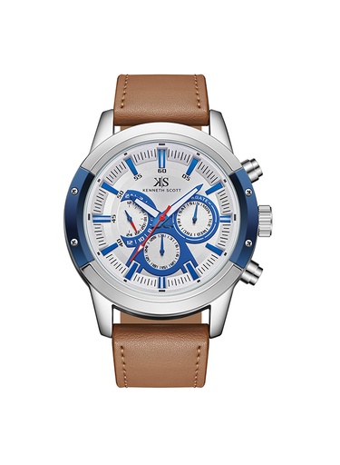 [K24121-SLFWN] Kenneth Scott Men's Analog White Dial Watch - K24121-SLFWN