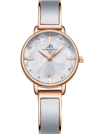 [K23503-RBXX] Kenneth Scott Ladies analog Rose Gold Case Gun metal Metal Band Grey Dial
