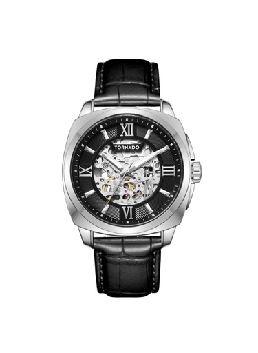 [T7316-SLBB] TORNADO AUTONOVA Men's 8N24 Movement Watch, Automatic Display and Stainless Steel Strap - T7316-SLBB, Black