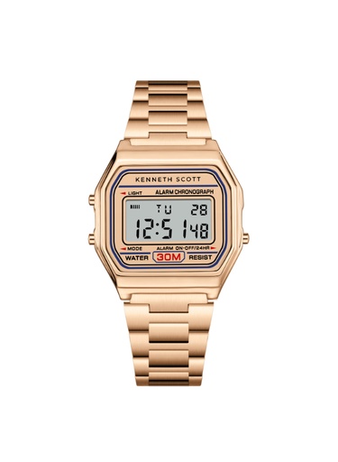 [K25206-RBKK] Kenneth Scott Men's Digital Rose Gold Dial Watch - K25206-RBKK