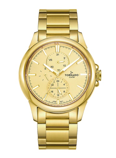 [T6107-GBGC] TORNADO CELESTIA ELITE Men's Multi Function Beige Dial Watch - T6107-GBGC