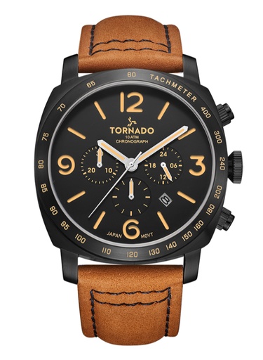 [T9102-BLEB] TORNADO LUMINA CHRONOSPHERE Men's Chronograph Black Dial Watch - T9102-BLEB